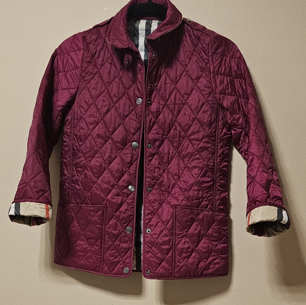 Burberry Diamond Quilted Ruby Red Jacket Girls Size 12 (or petite adult xxs/xs)